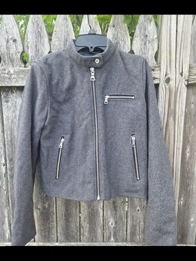 GAP Women's Charcoal Gray Moto-Style Wool Jacket